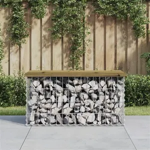 vidaXL Banc de jardin design gabion 83x44x42 cm bois de pin imprégné pas cher