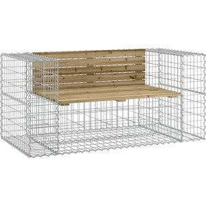 vidaXL Banc de jardin design gabion 143x71x65,5cm bois de pin imprégné pas cher