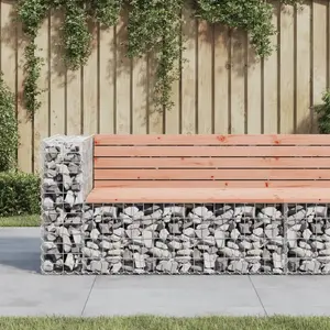 vidaXL Banc jardin design gabion 122x71x65,5 cm bois massif de douglas pas cher