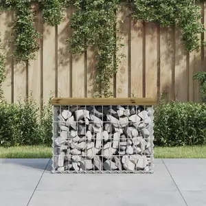 vidaXL Banc de jardin design gabion 63x31,5x42 cm bois de pin imprégné pas cher