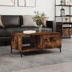 vidaXL Table basse chêne fumé 90x50x40 cm bois d'ingénierie pas cher