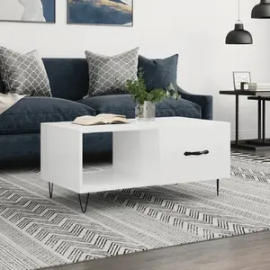 vidaXL Table basse Blanc brillant 90x50x40 cm Bois d'ingénierie pas cher