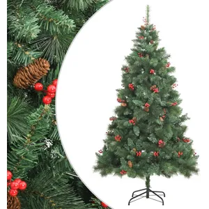 vidaXL Sapin de Noël artificiel avec pommes de pin et baies 180 cm pas cher