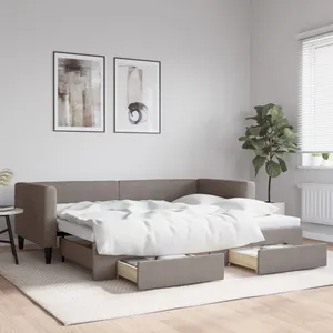 vidaXL Lit de jour avec gigogne et tiroirs sans matelas taupe 90x200cm
