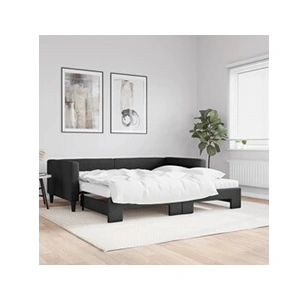 Comparateur de prix : vidaXL Lit de jour avec gigogne et matelas noir 100x200 cm tissu