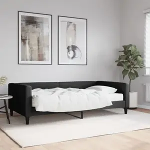 vidaXL Lit de jour avec matelas noir 100x200 cm tissu pas cher