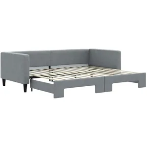 vidaXL Lit de jour avec lit gigogne gris clair 90x200 cm tissu pas cher