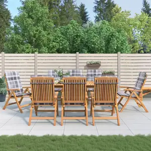 vidaXL Chaises de jardin inclinables et coussins lot de 8 teck solide