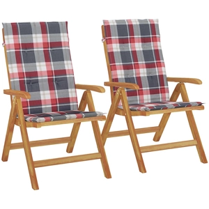vidaXL Chaises de jardin inclinables et coussins lot de 8 teck solide