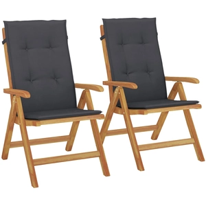 vidaXL Chaises de jardin inclinables et coussins lot de 8 teck solide