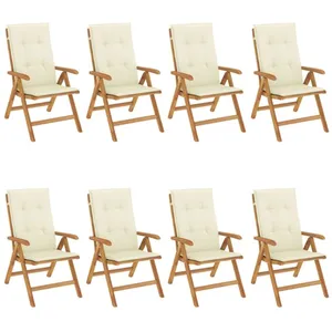 vidaXL Chaises de jardin inclinables et coussins lot de 8 teck solide
