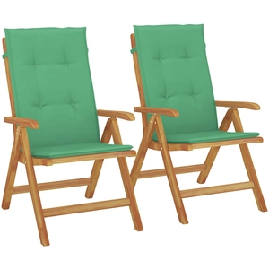 vidaXL Chaises de jardin inclinables 4pcs et coussins bois massif teck pas cher