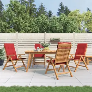 vidaXL Chaises de jardin inclinables 4pcs et coussins bois massif teck pas cher
