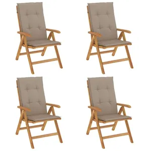 vidaXL Chaises de jardin inclinables 4pcs et coussins bois massif teck pas cher