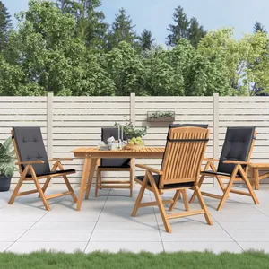 vidaXL Chaises de jardin inclinables 4pcs et coussins bois massif teck pas cher