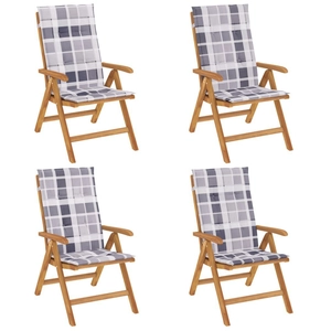 vidaXL Chaises de jardin inclinables 4pcs et coussins bois massif teck pas cher