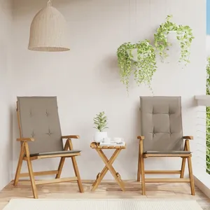 vidaXL Chaises de jardin inclinables 2pcs et coussins bois massif teck pas cher