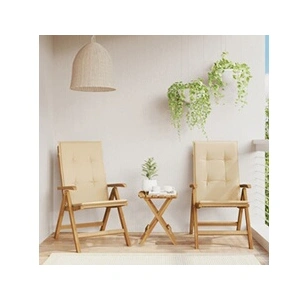 vidaXL Chaises de jardin inclinables 2pcs et coussins bois massif teck pas cher