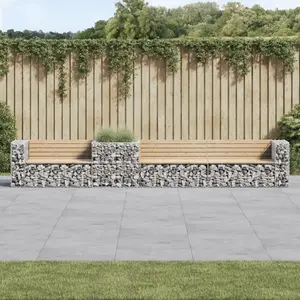 vidaXL Banc de jardin avec panier en gabion bois massif de pinVendu parvidaxl