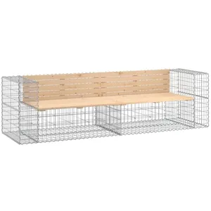 vidaXL Banc de jardin design gabion 244x71x65,5 cm bois massif de pin pas cher