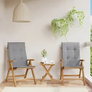 vidaXL Chaises de jardin inclinables 2pcs et coussins bois massif teck pas cher