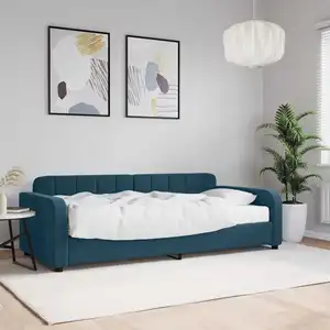 vidaXL Vidaxl Lit De Jour Avec Matelas Bleu 90x200 Cm Velours
