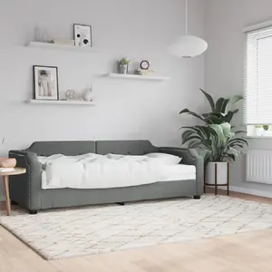 vidaXL Lit de jour avec matelas gris foncé 80x200 cm tissu pas cher