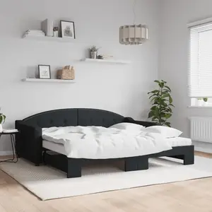 vidaXL Vidaxl Lit De Jour Avec Gigogne Et Matelas Noir 90x190 Cm Tissu pas cher