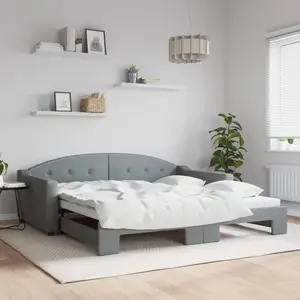 vidaXL Lit de jour avec lit gigogne gris clair 100x200 cm tissu 3197535 pas cher