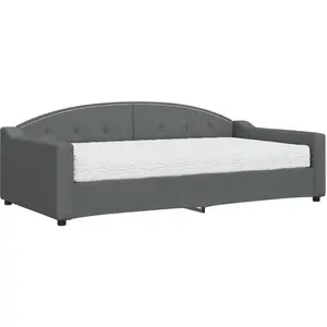 vidaXL Vidaxl Lit De Jour Avec Matelas Gris Foncé 100x200 Cm Tissu pas cher