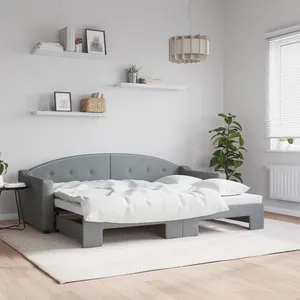 vidaXL Vidaxl Lit De Jour Avec Gigogne Sans Matelas Gris Clair 80x200 Cm pas cher
