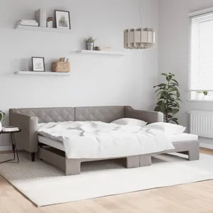 vidaXL Vidaxl Lit De Jour Avec Lit Gigogne Taupe 100x200 Cm Tissu pas cher