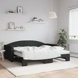 vidaXL Vidaxl Lit De Jour Avec Gigogne Et Matelas Noir 90x190 Cm Tissu