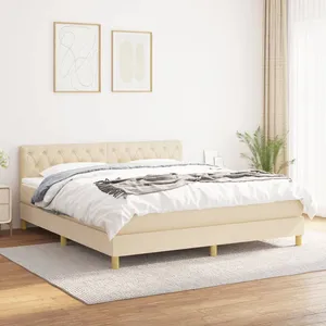 vidaXL Vidaxl Lit De Jour Avec Lit Gigogne Crème 90x200 Cm Tissu pas cher
