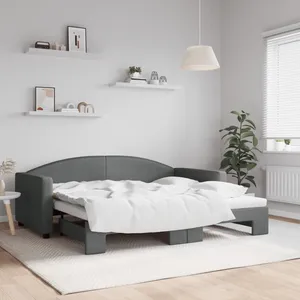 vidaXL Lit de jour avec lit gigogne gris foncé 90x190 cm tissu 3197199 pas cher