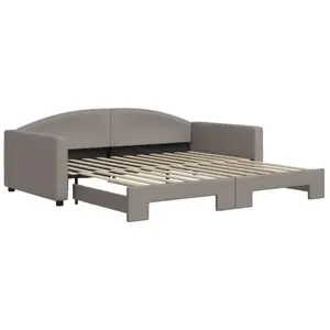 Lit de jour avec lit gigogne taupe 100x200 cm tissu Vidaxl Taupe pas cher