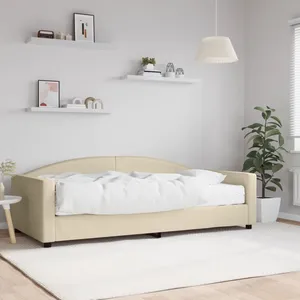 vidaXL Lit de jour avec matelas crème 100x200 cm tissu pas cher