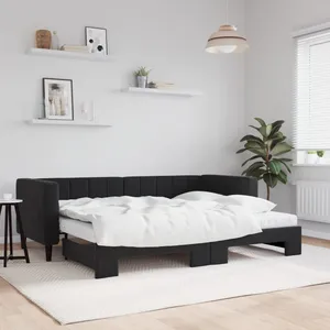 vidaXL Lit de jour avec lit gigogne et matelas noir 80x200 cm velours pas cher