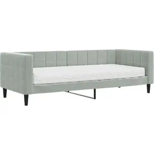Lit de jour avec matelas gris clair 80x200 cm velours Vidaxl Gris clair pas cher