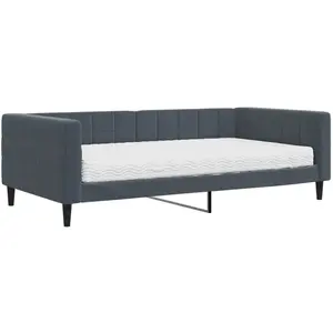 vidaXL Vidaxl Lit De Jour Avec Matelas Gris Foncé 100x200 Cm Velours pas cher