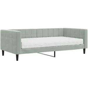 vidaXL Lit de jour avec matelas gris clair 90x190 cm velours pas cher