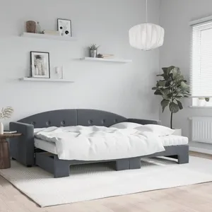 vidaXL Lit de jour avec gigogne et matelas gris foncé 80x200cm velours pas cher