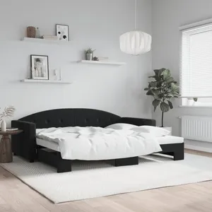 vidaXL Lit de jour avec lit gigogne noir 90x200 cm velours pas cher
