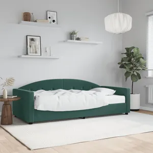vidaXL Lit de jour avec matelas vert foncé 90x200 cm velours pas cher