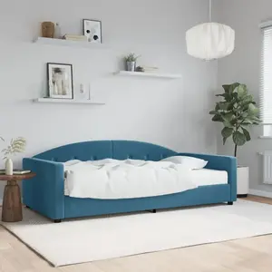 vidaXL Lit de jour avec matelas bleu 100x200 cm velours 3197283 pas cher