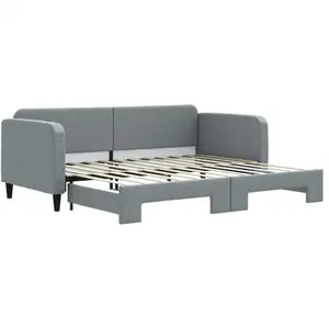 vidaXL Lit de jour avec lit gigogne gris clair 90x200 cm tissu pas cher