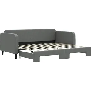 vidaXL Lit de jour avec lit gigogne gris foncé 90x200 cm tissu pas cher