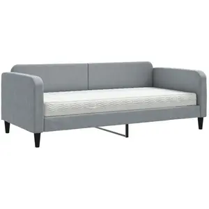 vidaXL Lit de jour avec matelas gris clair 90x200 cm tissu pas cher