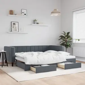 Lit de jour avec gigogne et tiroirs sans matelas 90x200 cm vidaXL pas cher