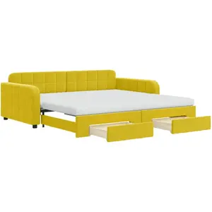 Vidaxl - Lit De Jour Avec Gigogne Et Tiroirs Jaune 100x200 Cm Velours pas cher